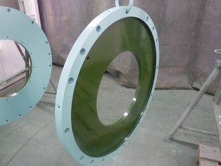 Tensioning Plates of a Distillation Column lined with Si 14 E, externally coated according to customer request