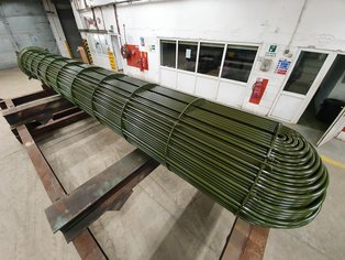 General view of a U Tube Bundle shellside coated after assembly with Si 14 E 