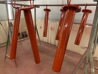Spray distributor parts used in a Distillation Column, protected with HR 60 Extra G