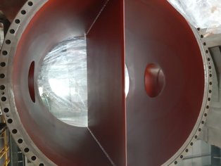 Waterbox with Pass Partition of a Shell and Tube Heat Exchanger lined with Si 14 EG