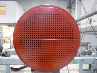 Tube Sheet coating completed after application of the topcoat