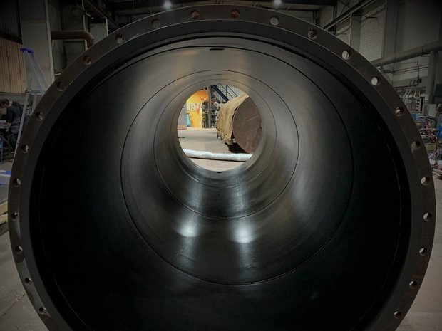Duct segment of a Fumes Gas Duct, lined with ceramic filled Baked Phenolic Si 17 TC