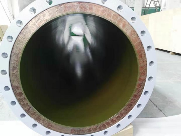 Detailed view of a straight section of a Prover Loop lined with Heat Cured Phenolic Si 14 E